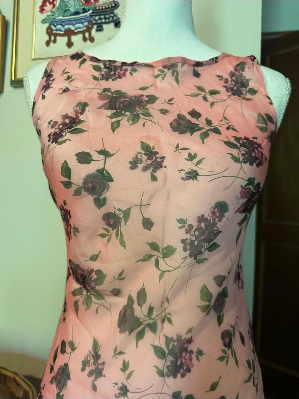 Floral Pink Sleeveless Midi Dress Betsey Johnson Vintage - Picture 2 of 7